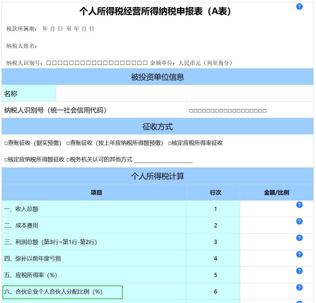 個人所得稅經(jīng)營所得納稅申報表